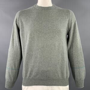 PAUL SMITH Size L Grey Lambswool Cotton Crew Neck Pullover